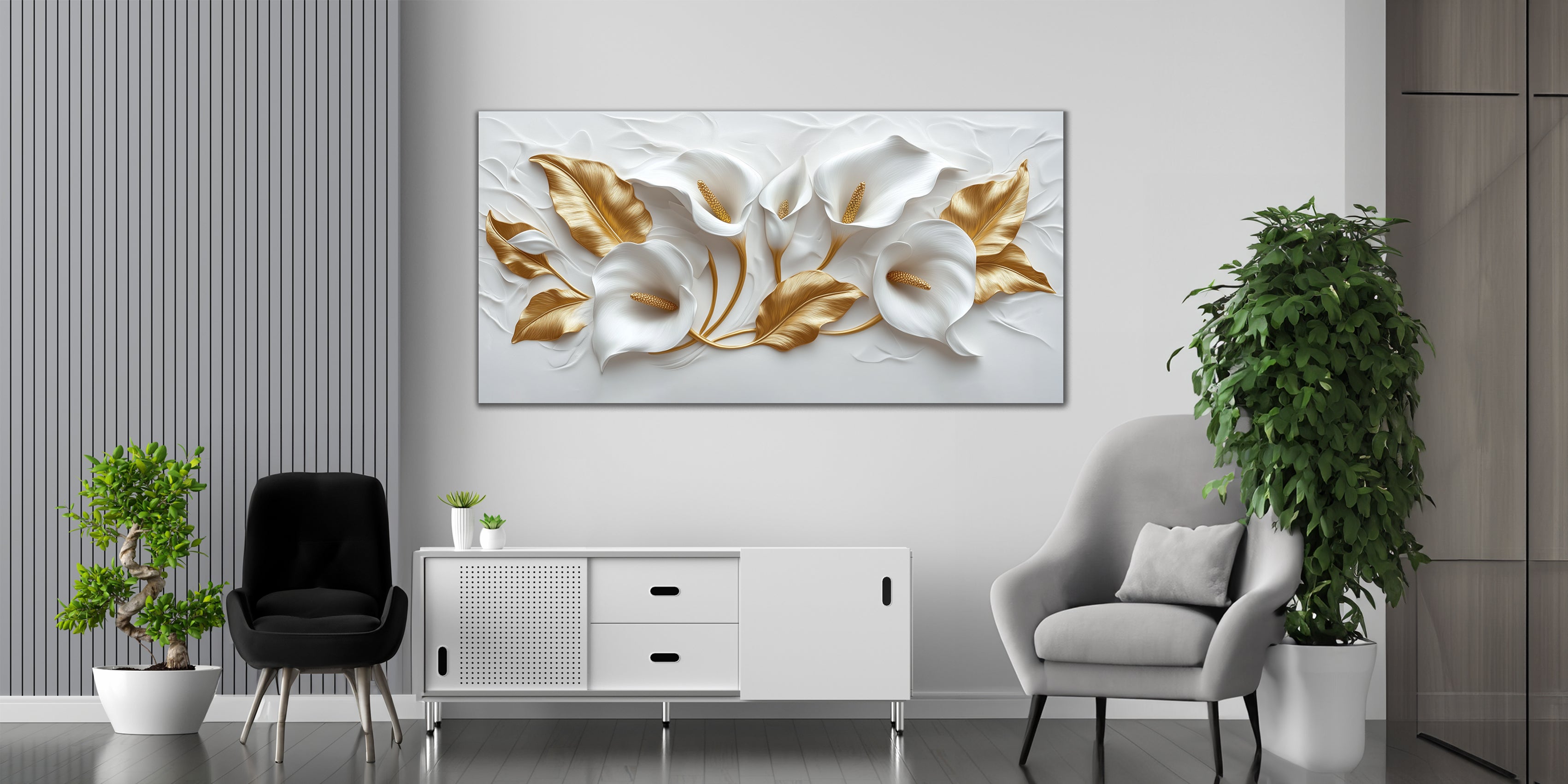 Gilded Art Print Flowers – Gilded Wall Decor with Gold Accent Foil