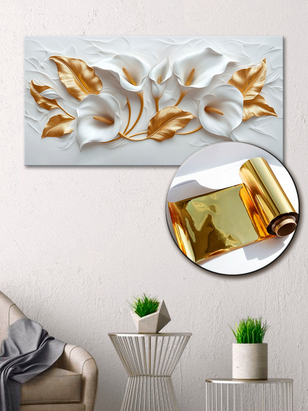 Gilded Art Print Flowers – Gilded Wall Decor with Gold Accent Foil