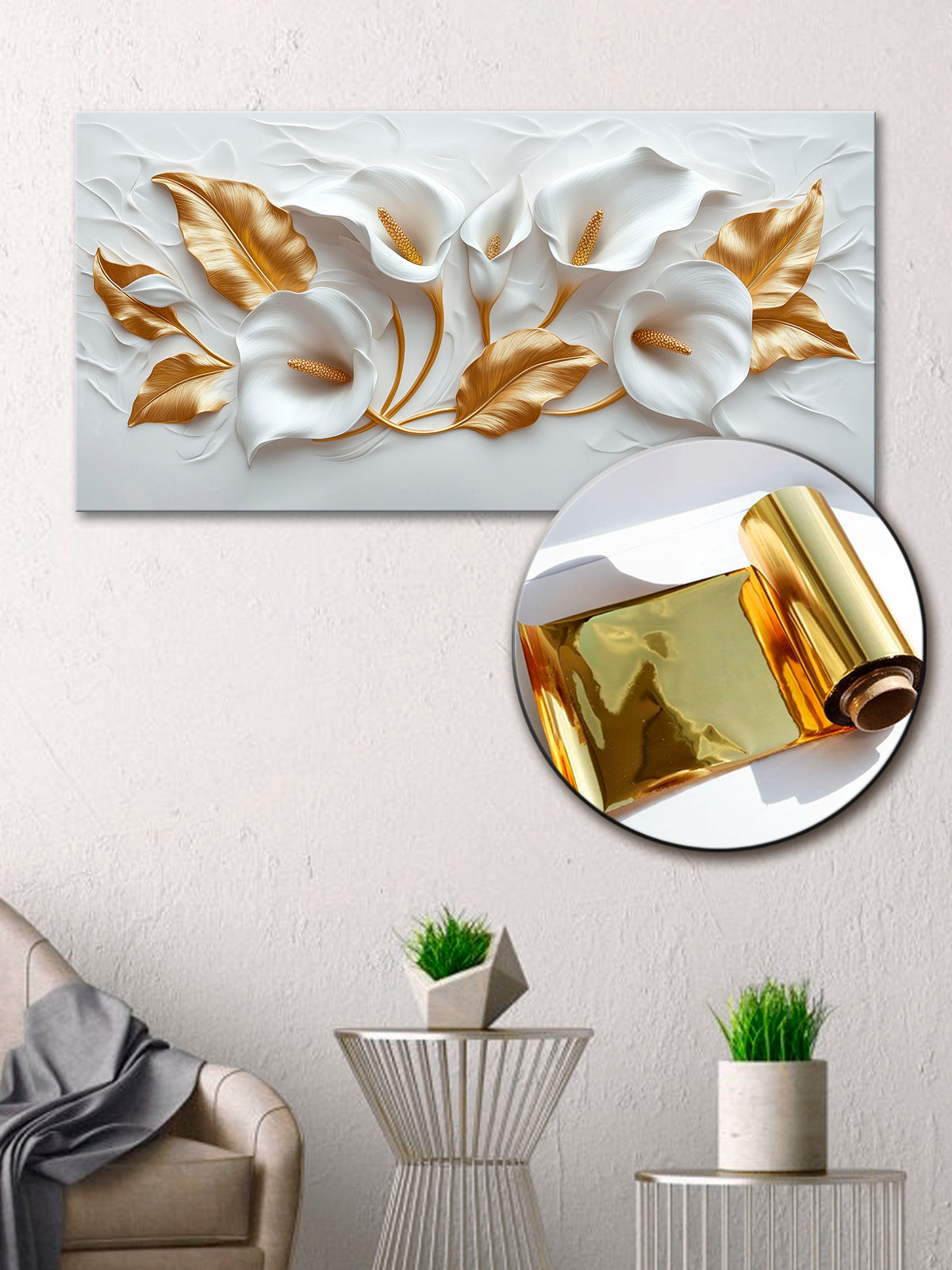 Gilded Art Print Flowers – Gilded Wall Decor with Gold Accent Foil