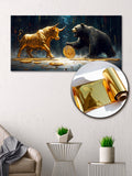 Gilded Bitcoin Bear Bull Wall Art – Gold Accent Crypto Decor with Foil Print