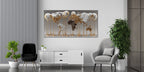 Gold Art Print Abstract Map of the Planet – Gold Accent Wall Decor Canvas, Foil
