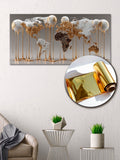 Gold Art Print Abstract Map of the Planet – Gold Accent Wall Decor Canvas, Foil