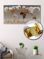 Gold Art Print Abstract Map of the Planet – Gold Accent Wall Decor Canvas, Foil