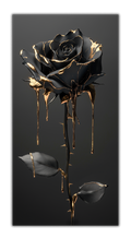 Gilded Art Print Black Rose – Gold Accent Wall Decor Canvas, Foil