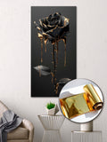 Gold Foil Wall Art Print Black Rose – Gold Accent Wall Decor Canvas