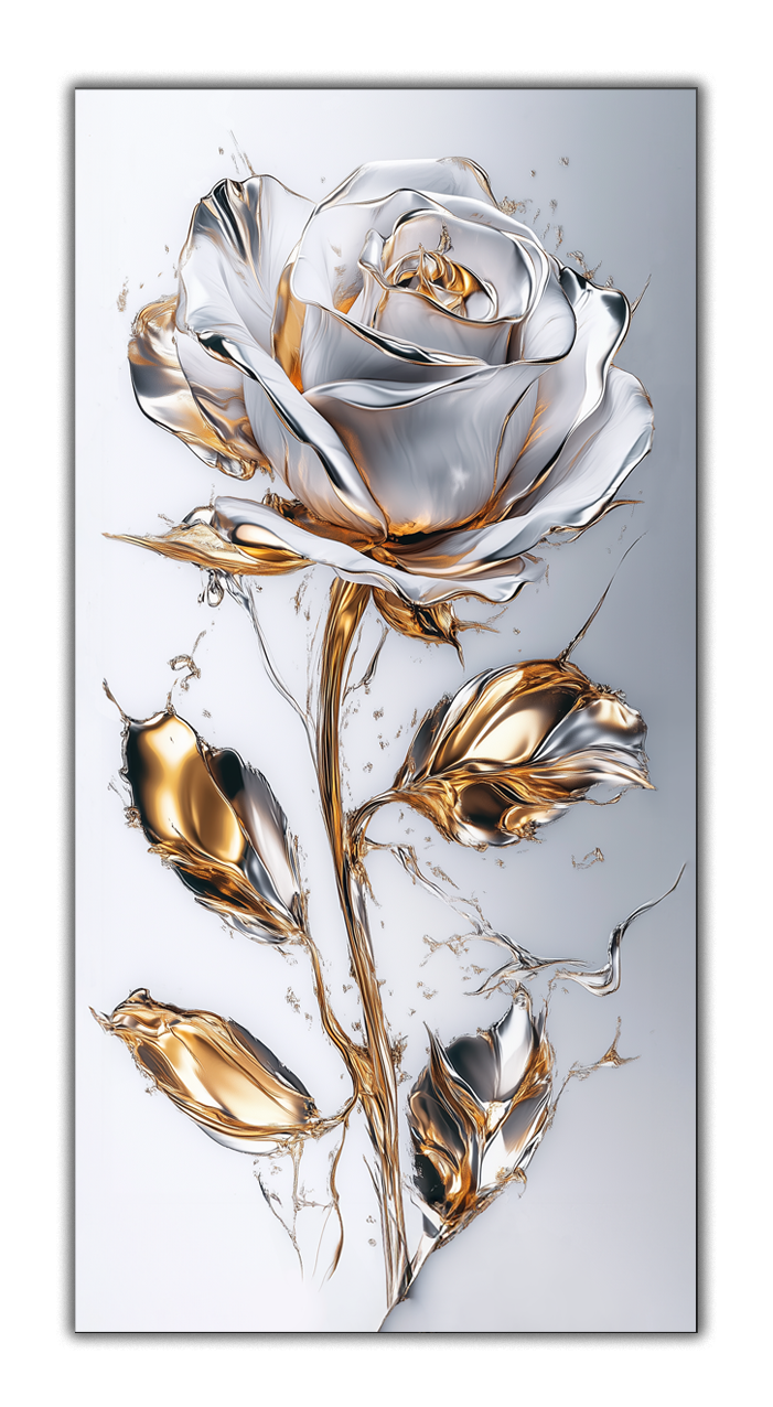 Gold Foil Wall Art Print Rose – Gold Accent Wall Decor Canvas