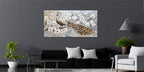 Gold Wall Art – Peacock and Flowers Metallic Foil Canvas