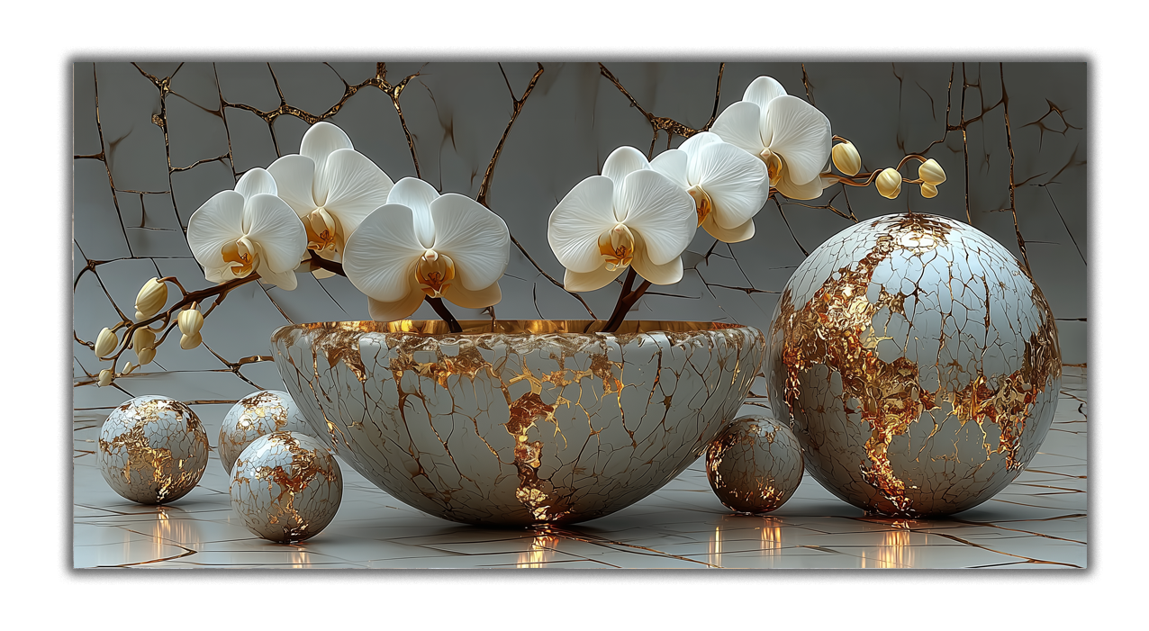 Gilded Art Print Orchid – Gold Accent Wall Decor Canvas, Foil