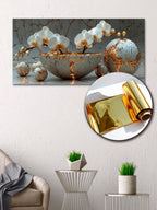 Gold Foil Wall Art Print Orchid – Gold Accent Wall Decor Canvas