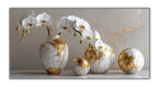 Gilded Art Print Orchid Flowers – Gold Accent Wall Decor Canvas, Foil