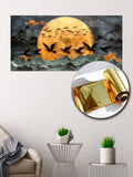 Gold Art Print Japanese Style — Modern Gold Art Wall Decor, Gold Foil Canvas, Foil