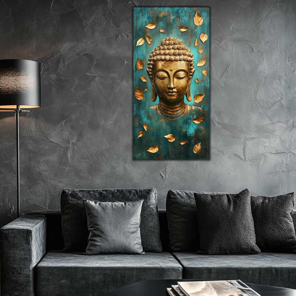 Gilded Art Print Golden Buddha – Gold Accent Wall Decor Canvas, Foil