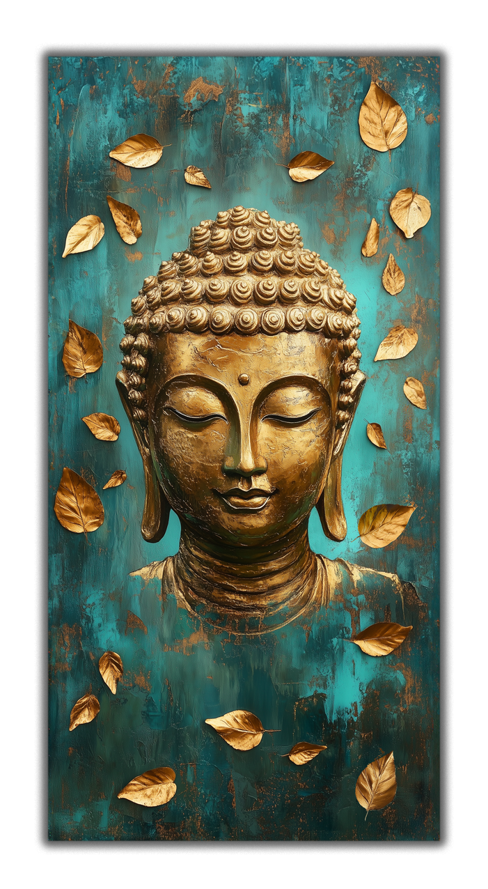 Gilded Art Print Golden Buddha – Gold Accent Wall Decor Canvas, Foil