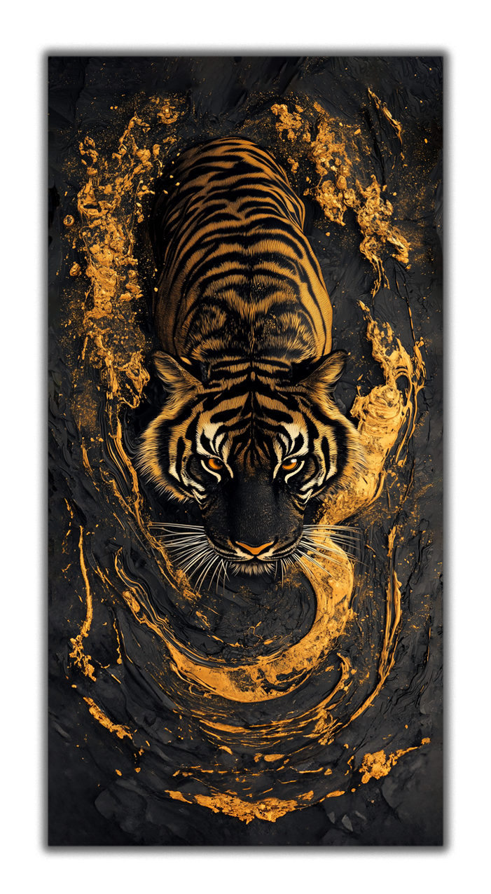 Gilded Art Print Tiger – Gold Accent Wall Decor Canvas, Foil