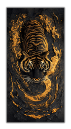 Gilded Art Print Tiger – Gold Accent Wall Decor Canvas, Foil