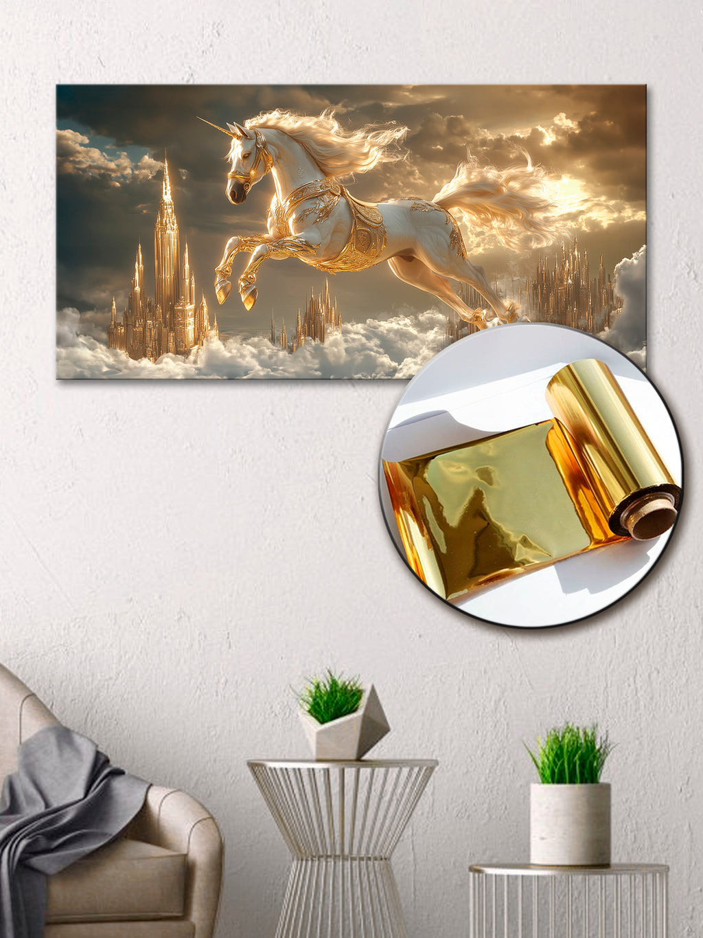 Gold Foil Print  Harness for Interior Wall