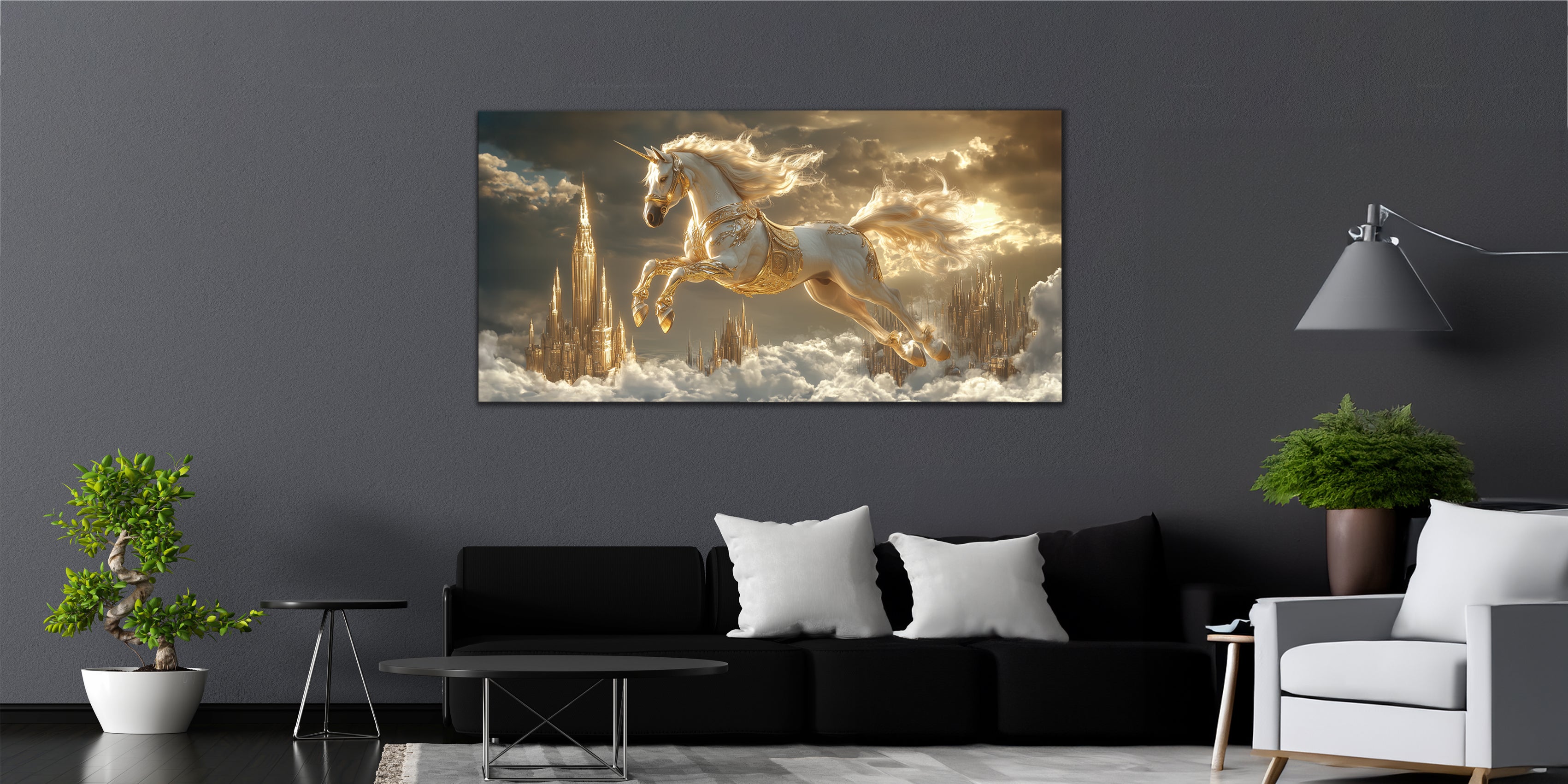 Gold Foil Print Gilded Painting Harness for Interior Wall.