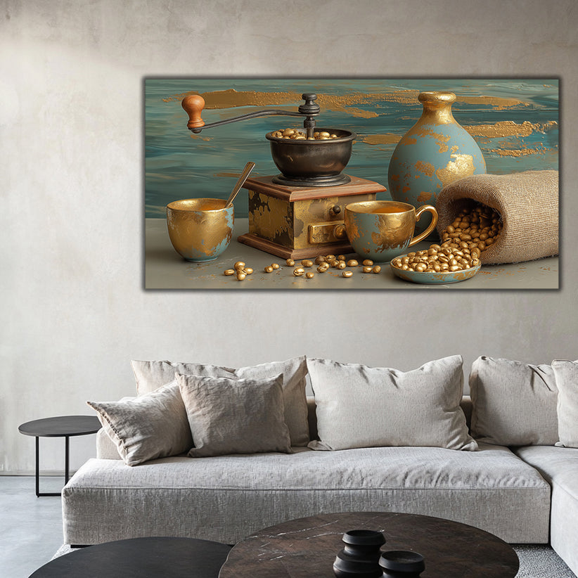 Gold Wall Art – Dining Room Metallic Foil Canvas