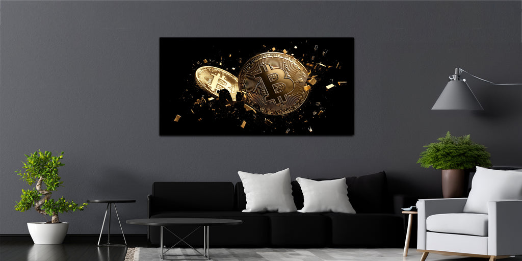 Bitcoin Gold Foil Wall Art Print – Gold Foil Canvas Print Wall Art