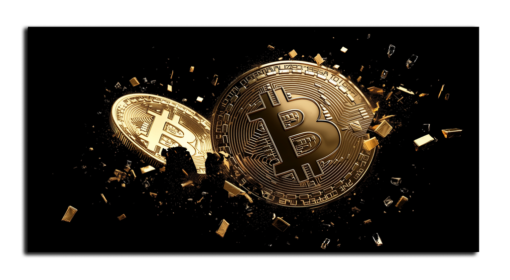 Bitcoin Gold Foil Wall Art Print – Gold Foil Canvas Print Wall Art