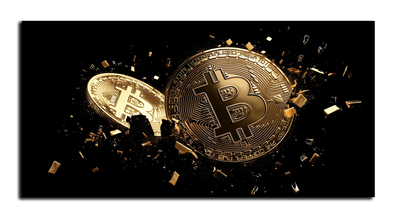Bitcoin Gold Foil Wall Art Print – Gold Foil Canvas Print Wall Art