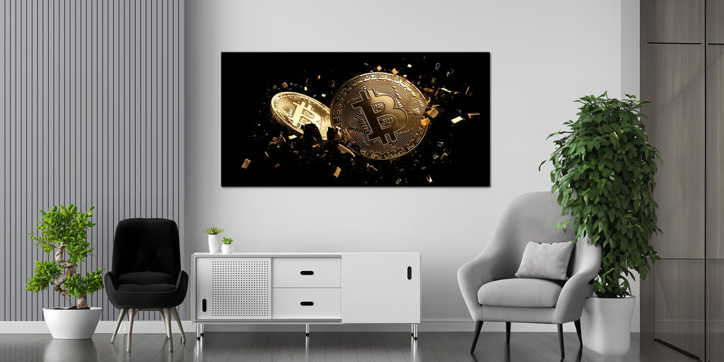 Bitcoin Gold Foil Wall Art Print – Gold Foil Canvas Print Wall Art