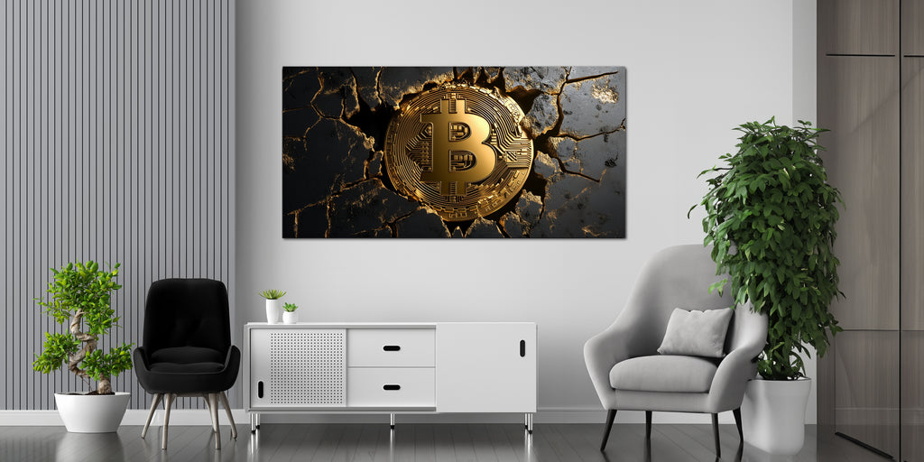 Gilded Art Print Bitcoin – Gilded Wall Decor with Gold Accents Foil
