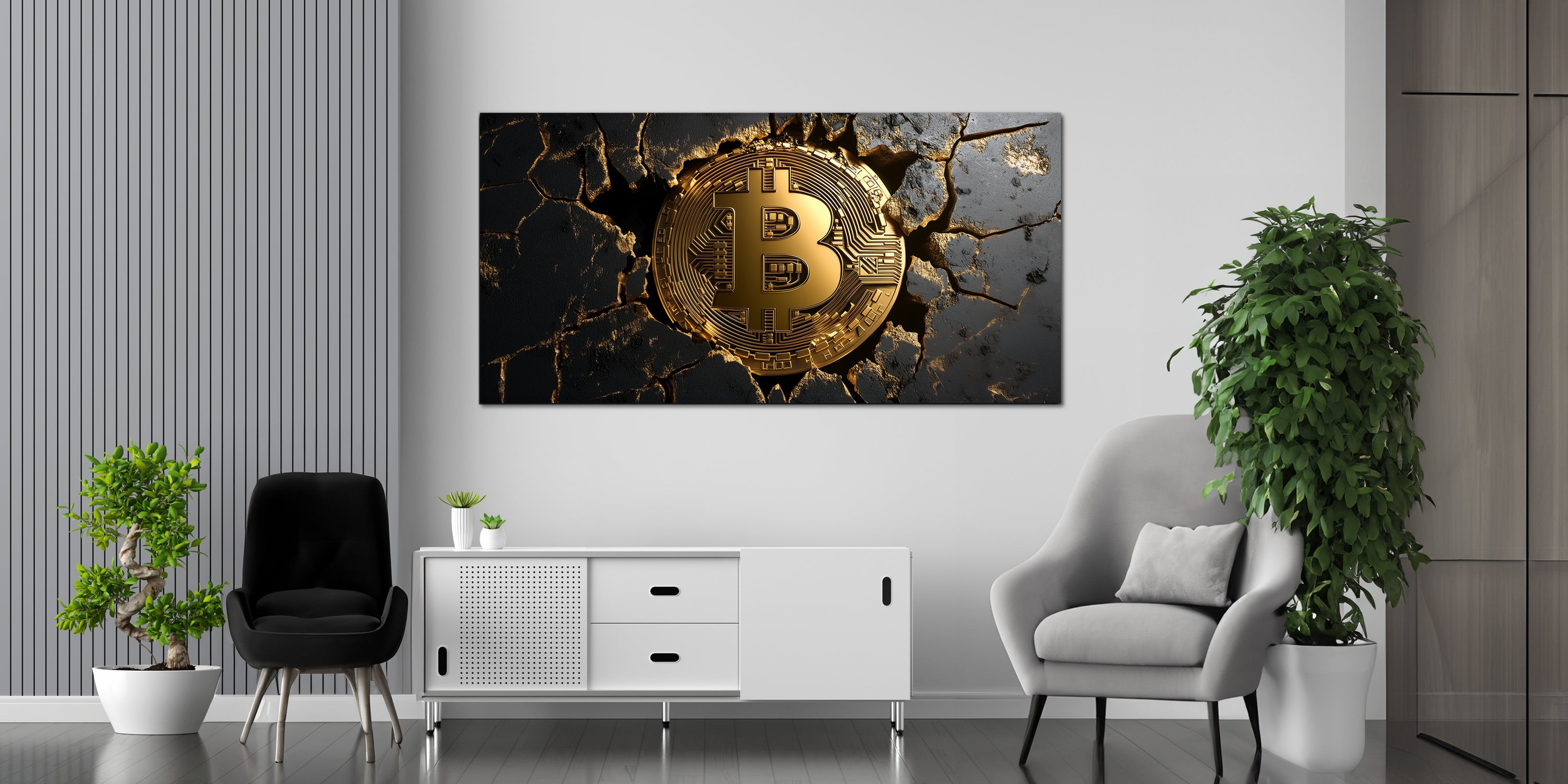 Gilded Art Print Bitcoin – Gilded Wall Decor with Gold Accents Foil