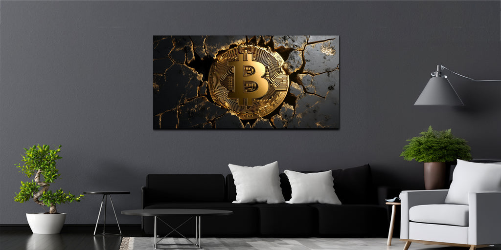 Gilded Art Print Bitcoin – Gilded Wall Decor with Gold Accents Foil