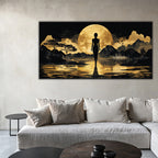 Gold Wall Art – Female Silhouette Metallic Foil Canvas.
