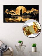 Gold Foil Wall Art Print – Female Silhouette Canvas Decor 