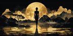 Gold Wall Art – Female Silhouette Metallic Foil Canvas.