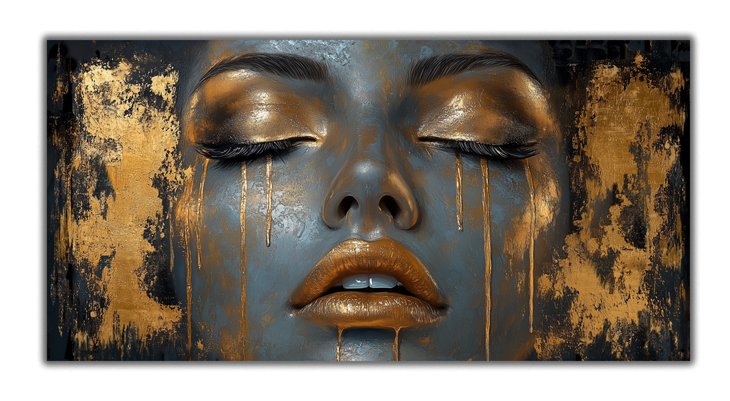 Gold Foil Wall Art Print Girl — Modern Gold Accent Wall Decor, Foil Art Print, Gold Foil Canvas