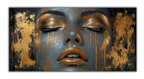 Gold Foil Wall Art Print Girl — Modern Gold Accent Wall Decor, Foil Art Print, Gold Foil Canvas