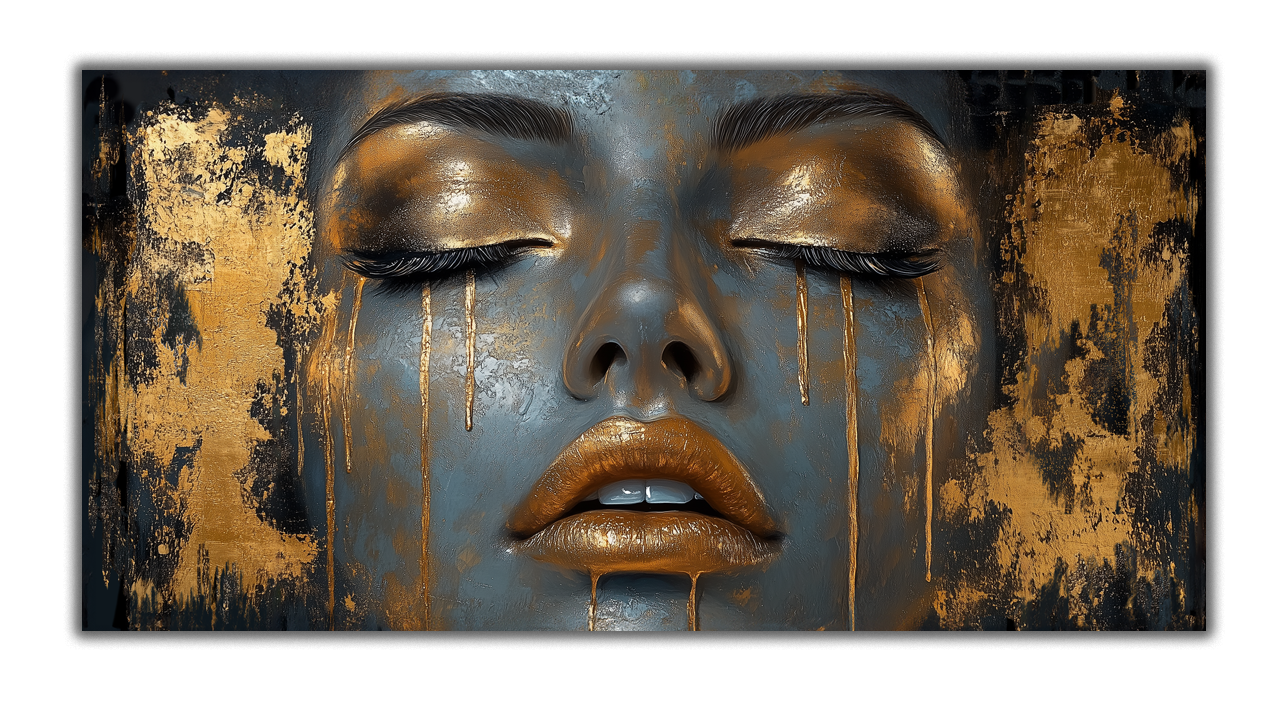 Gold Accent Wall Art Girl Gilded Decor for the Bedroom and Living room