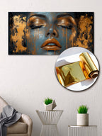 Gold Foil Wall Art Print Girl — Modern Gold Accent Wall Decor, Foil Art Print, Gold Foil Canvas