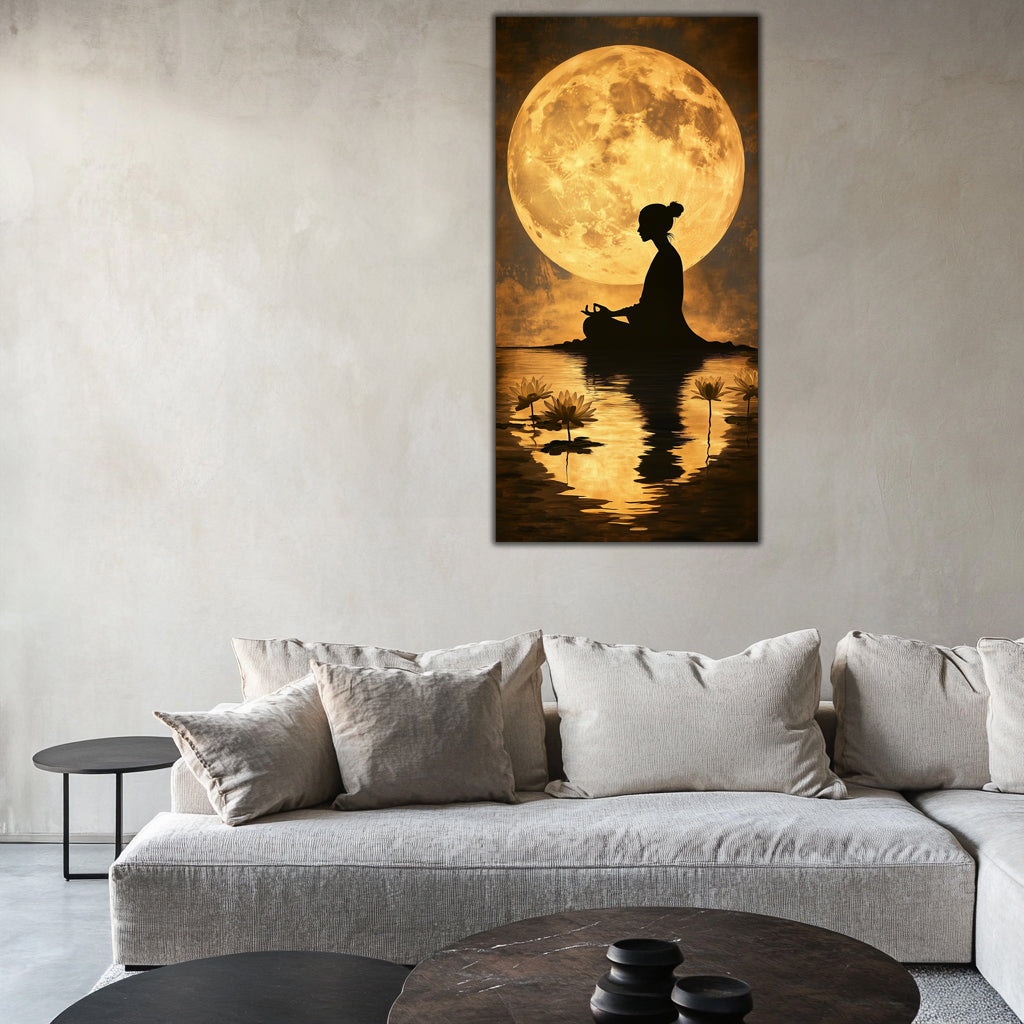 Gold Foil Wall ART Yoga – Gold Accent Wall Decor Canvas, Foil