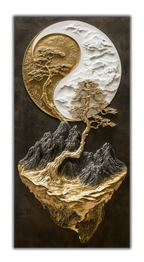 Gold Foil Wall Art Yin-Yang – Gilded Wall Decor & Gold Accent Canvas