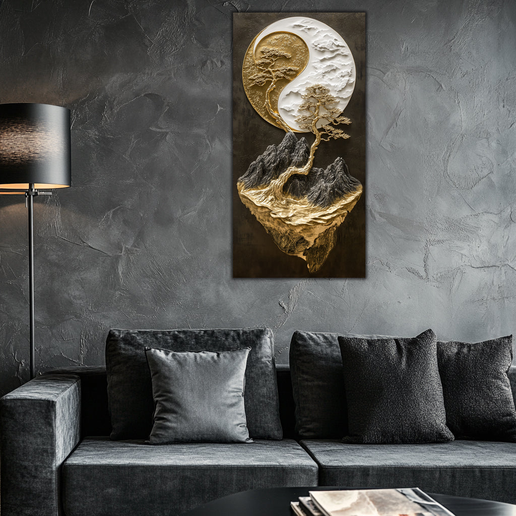 Gilded Art Print Yin-Yang – Gilded Wall Decor & Gold Accent Canvas, Foil