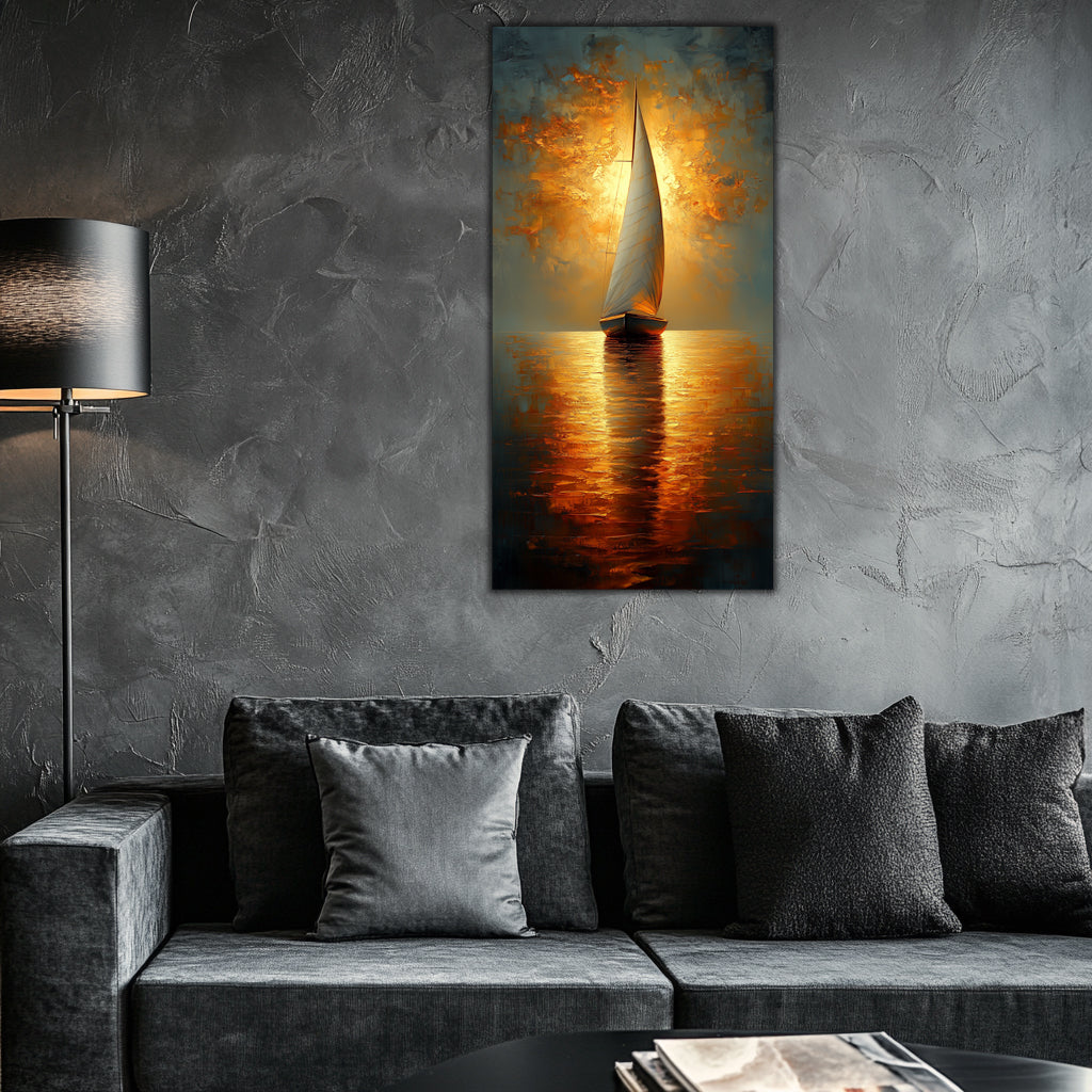 Gilded Art Print | Sailboat with Foil for Modern Walls