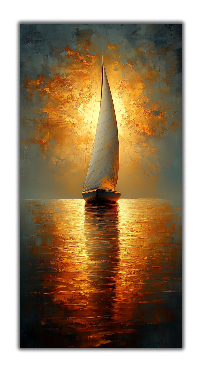 Gold Art Print | Sailboat with Foil for Modern Walls
