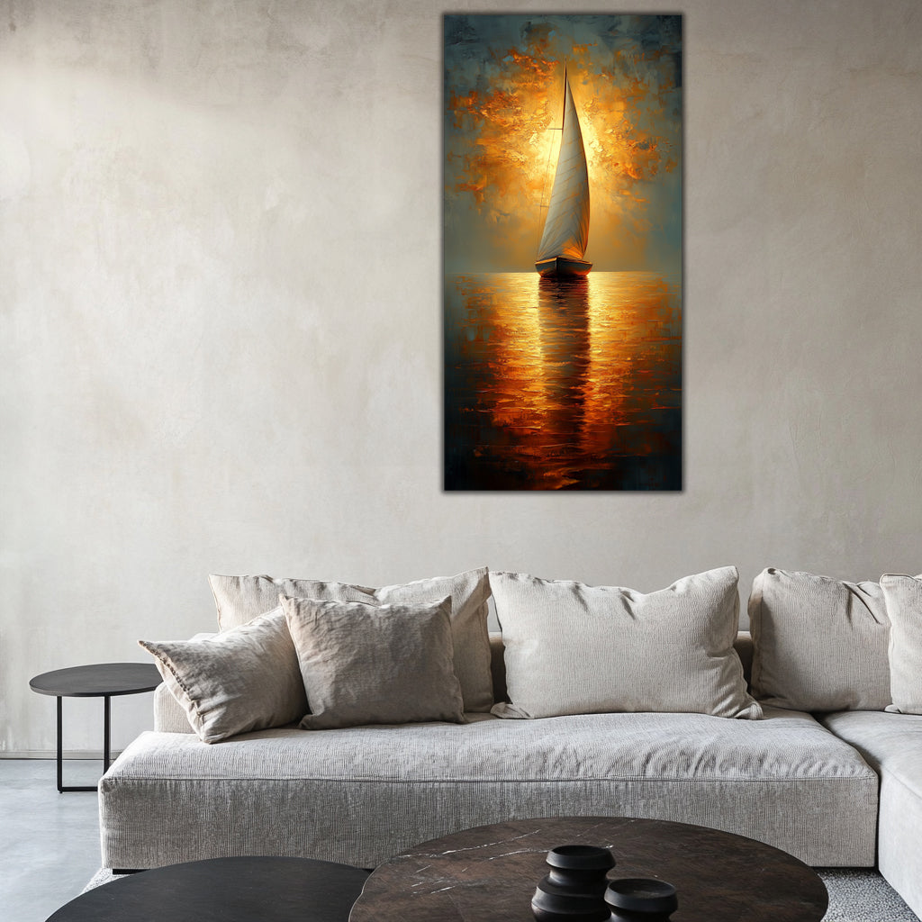 Gold Art Print | Sailboat with Foil for Modern Walls