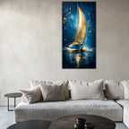 Gilded Art Print Sailboat – Gilded Wall Decor & Gold Accent Canvas, Foil