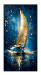 Gilded Art Print Sailboat – Gilded Wall Decor & Gold Accent Canvas, Foil