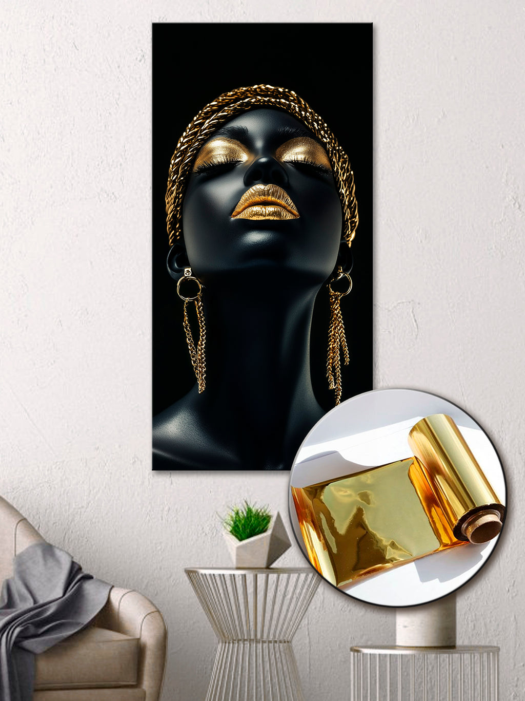 Gilded Art Print Girl – Gilded Wall Decor & Gold Accent Canvas, Foil