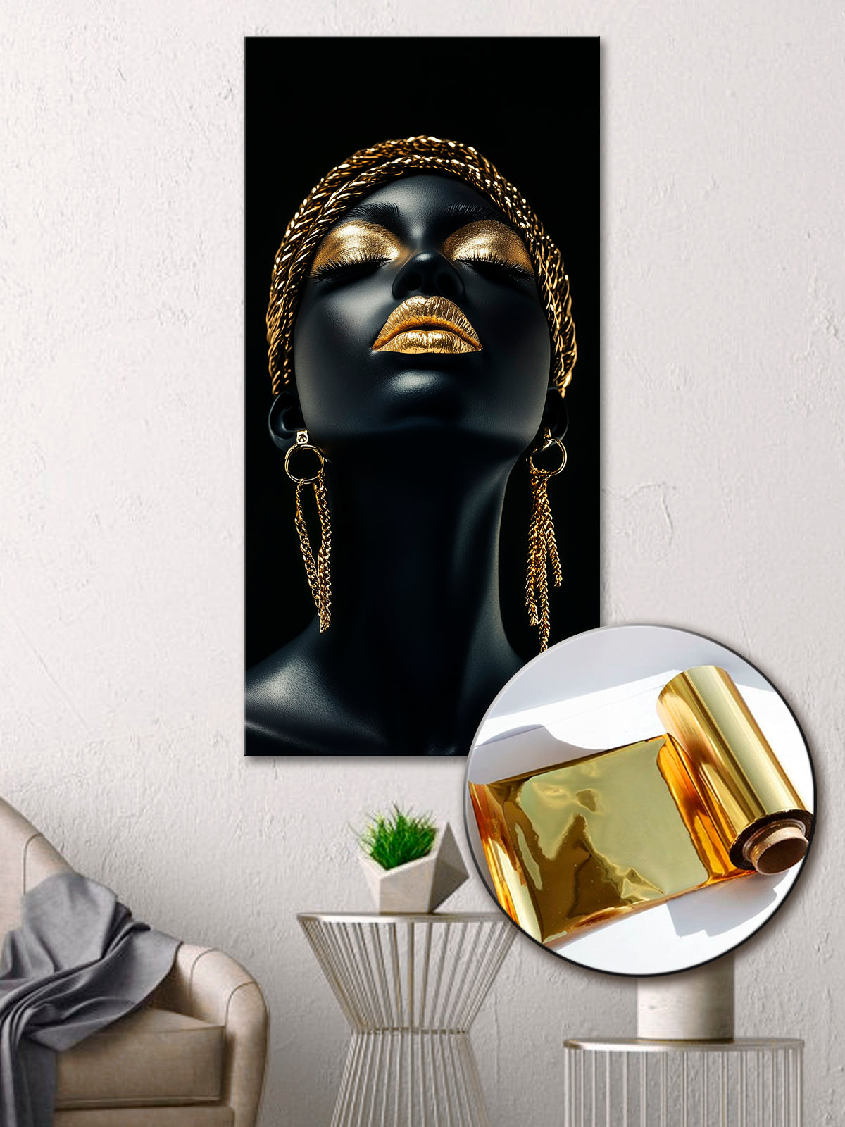 Gilded Art Print Girl – Gilded Wall Decor & Gold Accent Canvas, Foil