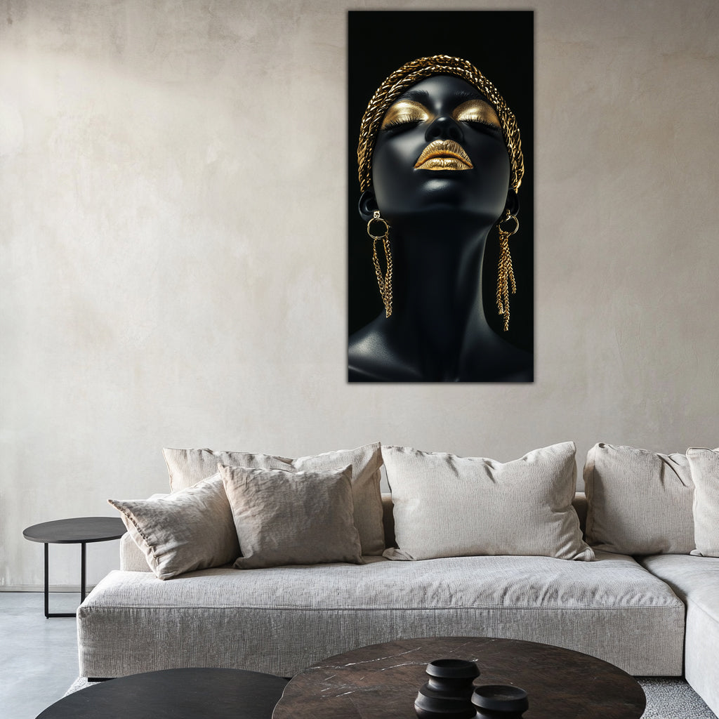 Gilded Art Print Girl – Gilded Wall Decor & Gold Accent Canvas, Foil