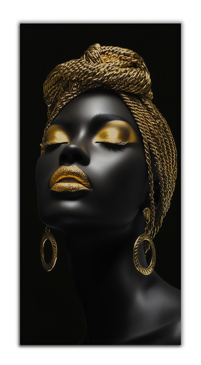 Gilded Art Print "Girl in Gold" | Abstract Portrait Gilded Wall Decor | Gold Accent Canvas | Foil