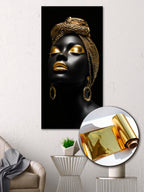 Gilded Art Print "Girl in Gold" | Abstract Portrait Gilded Wall Decor | Gold Accent Canvas | Foil