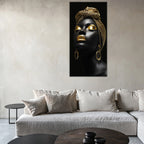 Gilded Art Print "Girl in Gold" | Abstract Portrait Gilded Wall Decor | Gold Accent Canvas | Foil